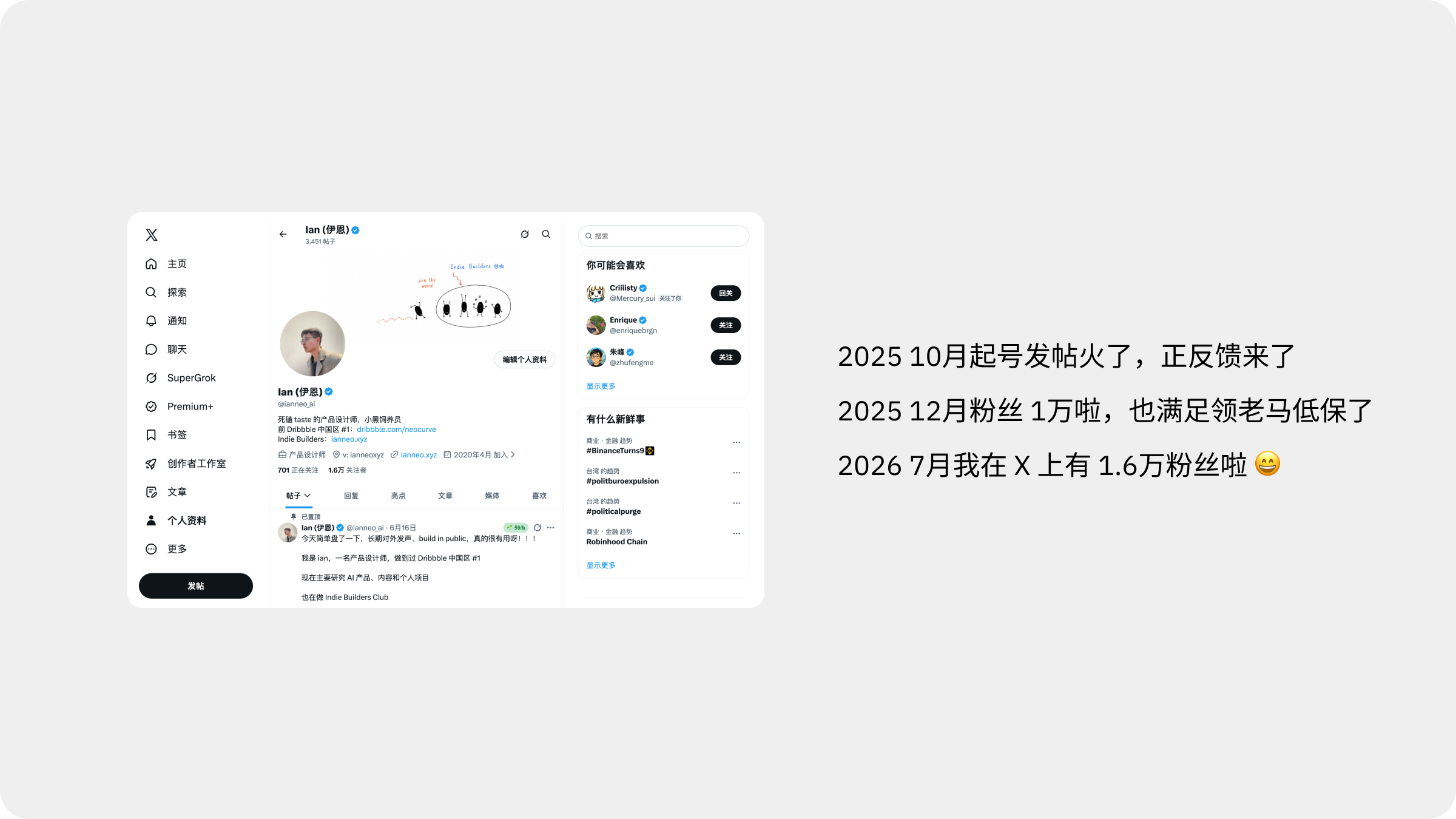 从开始发帖到 X 达到 1.6 万粉丝的成长历程