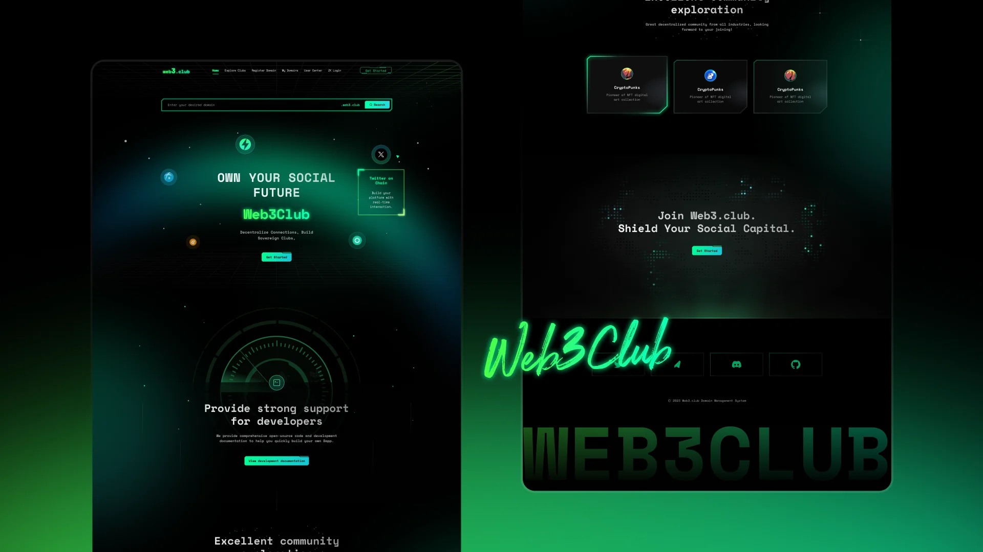 Web3Club Web 端社交产品界面展示