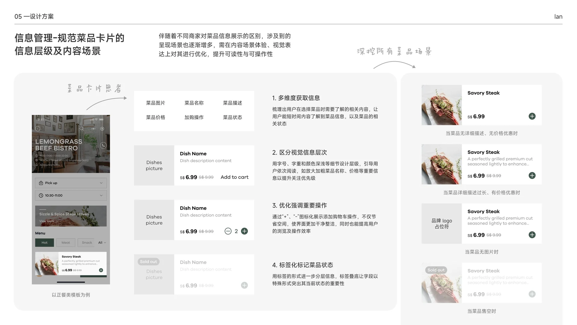 规范菜品卡片的信息层级与内容场景